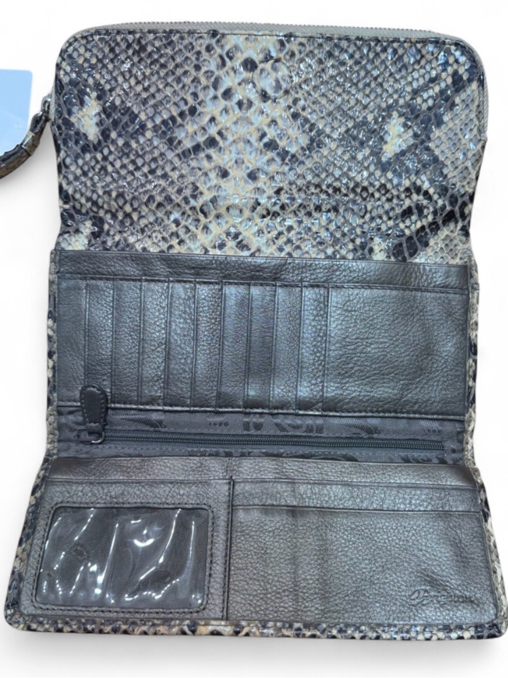 Vintage Brighton Ferrara Python Print Leather Wallet Clutch Wristlet - Y2K